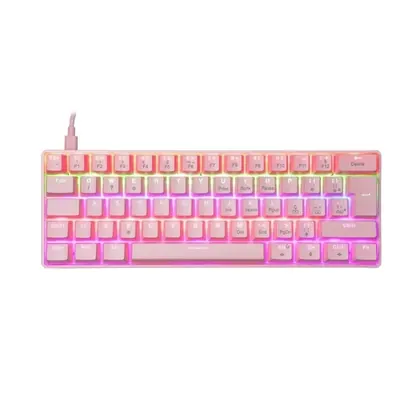 TECLADO MECANICO GAMER ZIGGY RAINBOW SWITCH OUTEMU RED OEX TC607 ROSA