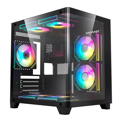 Gabinete Gamer Acegeek Arcane, Mid-Tower, Lateral de Vidro, Preto, AG-ARCANE-BK