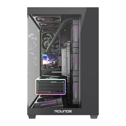 GABINETE GAMER ATX SEM FAN SEM FONTE ROUND5 ASUKA BLACK R5-ASUKA-B-2251