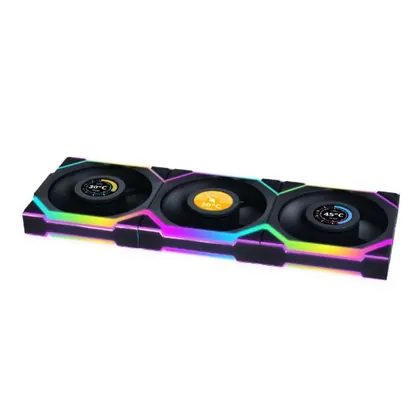 KIT 3 FAN 120MMX25MM LIAN LI UNI FAN SL WIRELESS LCD ARGB PRETO 12SLLCD1W3B