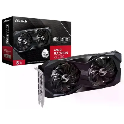 Placa de Vídeo ASRock Radeon RX 7600 Challenger, 8GB, Preto, GDDR6,OC, Ray Tracing, 90-GA62ZZ-00UANF