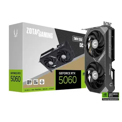 Placa de Vídeo NVIDIA GeForce ZOTAC Gaming RTX5060 8GB Twin Edge OC GDDR7 128BITS ZT-B50600H-10M