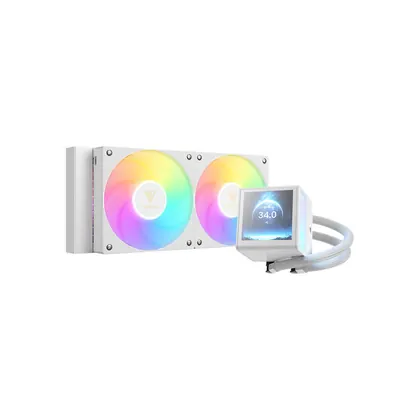 WATER COOLER GAMDIAS CHIONE P5 RGB 240MM AMD/INTEL P5-240 WH COM DISPLAY BRANCO