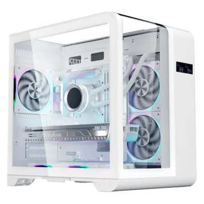 Gabinete Gamer K-MEX CYBERPUNK, Mid Tower, Branco, Sem Fonte, Sem Fans, CG-W8KI