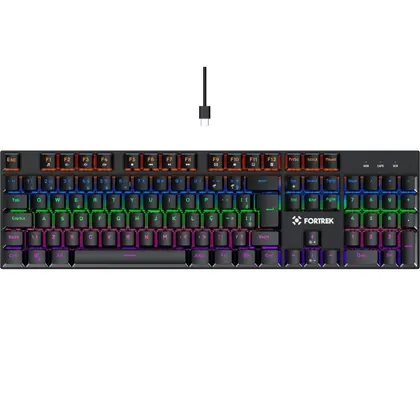 TECLADO MECANICO GAMER FORTREK GRAVITY 100 RAINBOW SWITCH OUTEMU RED PRETO 84138