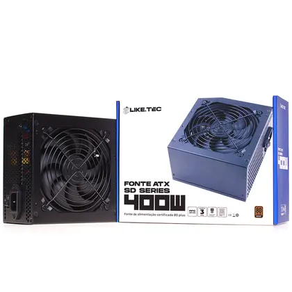 FONTE ATX 400W 80 PLUS BRONZE PRETO LIKETEC STEEL DIAMOND