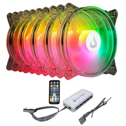 Kit x5 Cooler Gabinete Rise Mode Crystal Sound 120mm 1650 RPM ARGB - RM-CS-02-ARGB