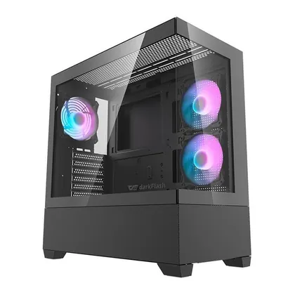 Gabinete Gamer Aigo Darkflash DS900 Air, ARGB Mid-Tower Lat de Vidro Com 3 Fans Preto DS900AIR-BK-3F