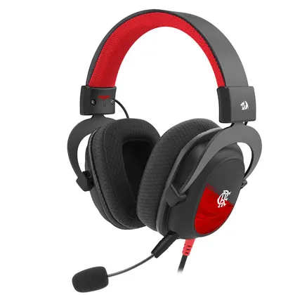 FONE HEADSET GAMER FLAMENGO VULTURE 3.5MM REDRAGON PRETO E VERMELHO FL530