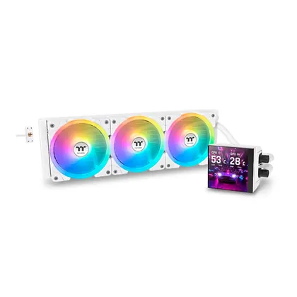 Water cooler Thermaltake MAGFloe 360 Ultra Snow Edition, c/ LCD 3.95", ARGB, 360mm, 3x120mm, Branco/White - CL-W433-PL12
