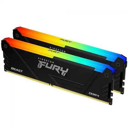 Memória DDR4 Kingston Fury Beast RGB, 16GB (2x8GB), 3200MHz, Preto, KF432C16BB2AK2/16