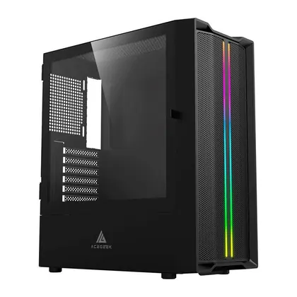 Gabinete Gamer Acegeek Aurora E450, Mid-Tower, Lateral de Vidro, Preto, AG-AURORA-E450-BK