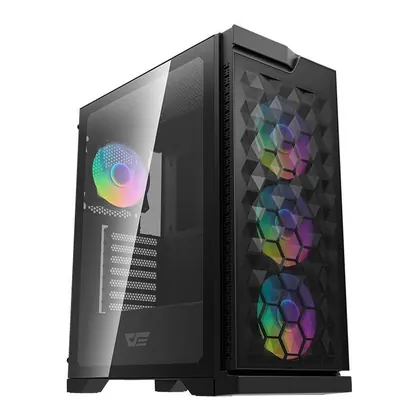 Gabinete Gamer Aigo Darkflash DK361, RGB, Mid-Tower, Lateral De Vidro, Com 4 Fans, Preto, DK361-BK