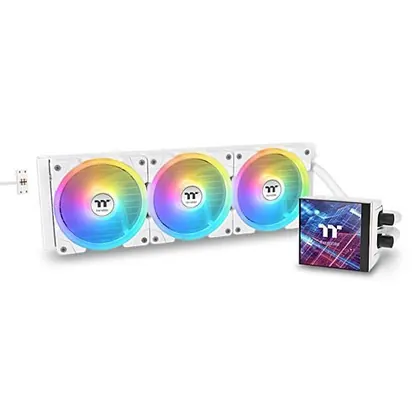 Water cooler Thermaltake MAGFloe 420 Ultra Snow Edition, c/ LCD 3.95", ARGB, 420mm, 3x140mm, Branco/White - CL-W452-PL14