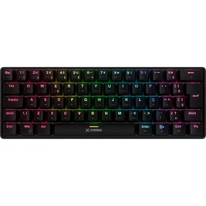 TECLADO MECANICO GAMER FORTREK GRAVITY AIR COMPACT RAINBOW WIRELESS SWITCH BROWN PRETO 84977