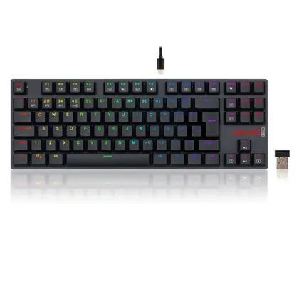 TECLADO MECANICO GAMER APS PRO RGB WIRELESS SWITCH BROWN REDRAGON K607P-KBS PRETO