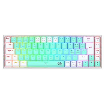 TECLADO MECANICO GAMER CASTOR PRO RGB WIRELESS SWITCH GENTLE LIME K631RGB-PRO-GW BRANCO E VERDE