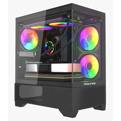 GABINETE GAMER MICRO ATX SEM FAN SEM FONTE ROUND5 DRAVEN BLACK R5-DRAVEN-B-2181