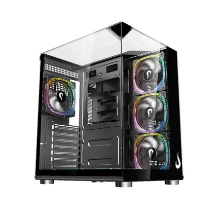 Gabinete Gamer Rise Mode Galaxy Full Glass X Mid Tower Vidro Temperado USB 3.0 S/ Fan Preto - RM-CA-FGX-B