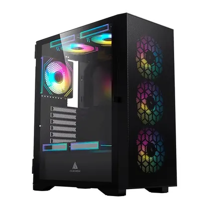 Gabinete Gamer Acegeek Shield D440, Mid-Tower, Lateral de Vidro, Preto, AG-SHIELD-D440-BK
