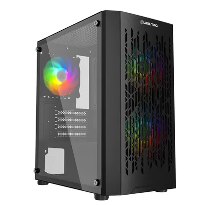Gabinete Gamer Liketec Dark Revolution, RGB, Mid-Tower, 3x Fans, Vidro Temperado, M-ATX LC-MT-REVOLUTION-2051