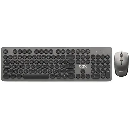 TECLADO E MOUSE SEM FIO POP+ TM410 PRETO CINZA OEX