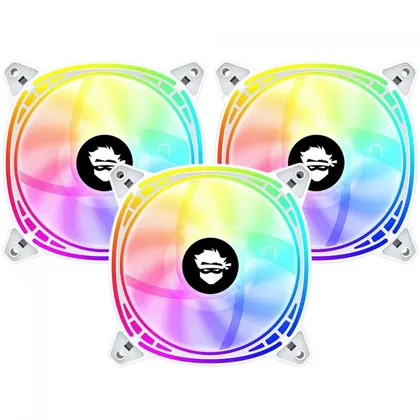 Kit Fan Com 3 Unidades Gamer Ninja Fuuton, ARGB, 120mm, White