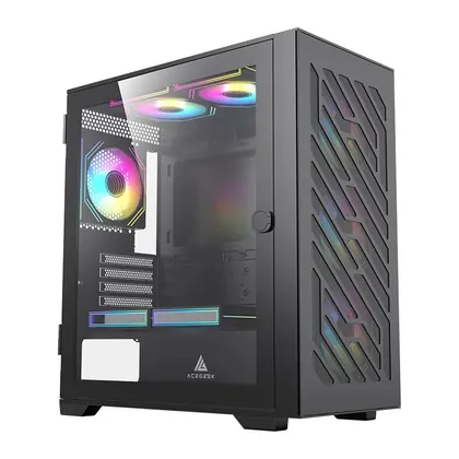 Gabinete Gamer Acegeek Puzzle Mini, Mini-Tower, Lateral de Vidro, Preto, AG-PUZZLE-MINI-BK