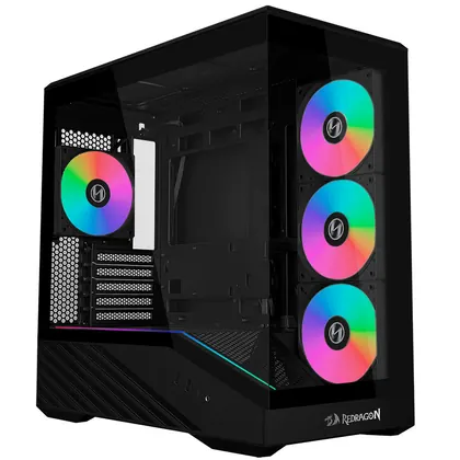 GABINETE GAMER LIAN LI COM 4 FANS SEM FONTE LIAN LI REDRAGON V100R MINI PRETO OE809RX