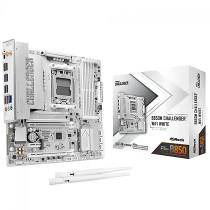 Placa Mãe ASRock B850M Challenger WiFi White, Chipset B850, AMD AM5, mATX, DDR5, Branco