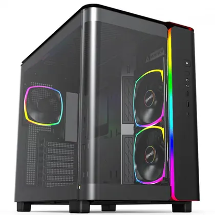 Gabinete Gamer Montech King 95 Pro, ARGB, Mid Tower, Vidro Temperado, ATX Black Sem Fonte Com 6 Fans