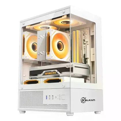 Gabinete Gamer Kalkan Hakon, Mid Tower, Branco, Sem Fonte, Sem Fans, KLK081