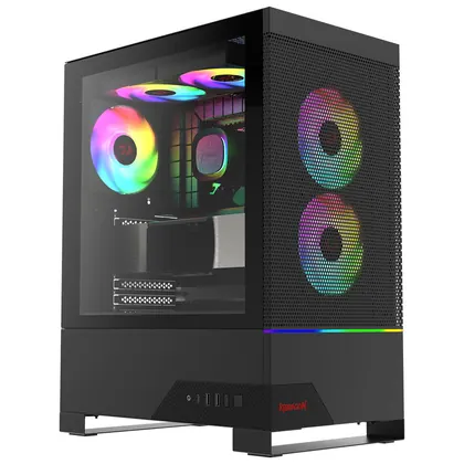 GABINETE GAMER MID TOWER SEM FAN SEM FONTE CA-610B CARBON PRETO REDRAGON