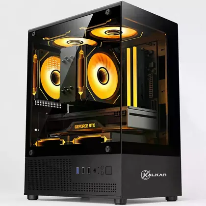 Gabinete Gamer Kalkan Hakon, Mid Tower, Preto, Sem Fonte, Sem Fans, KLK080