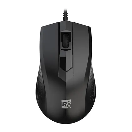 Mouse R8 1607, 1200DPI, 3 Botoes, Preto, R8-1607-BK