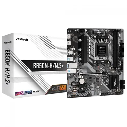 Placa Mãe ASRock B650M-H/M.2+, Chipset B650, AMD AM5, mATX, DDR5