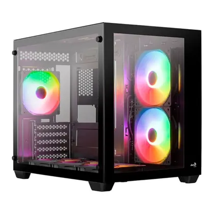GABINETE GAMER MINI TOWER 6 FAN RGB SEM FONTE AEROCOOL DRYFT MINI DRYFT-MINI-G-BK-V2