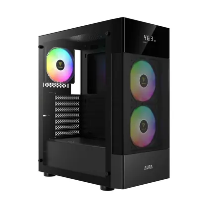GABINETE GAMER MID TOWER 3 FANS ARGB SEM FONTE AURA GC5 PRETO GAMDIAS