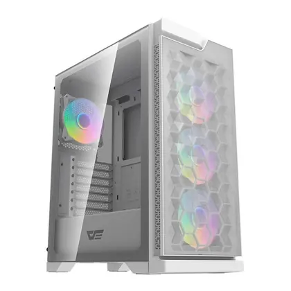 Gabinete Gamer Aigo Darkflash DK361, RGB, Mid-Tower, Lateral De Vidro, Com 4 Fans, Branco, DK361-WH