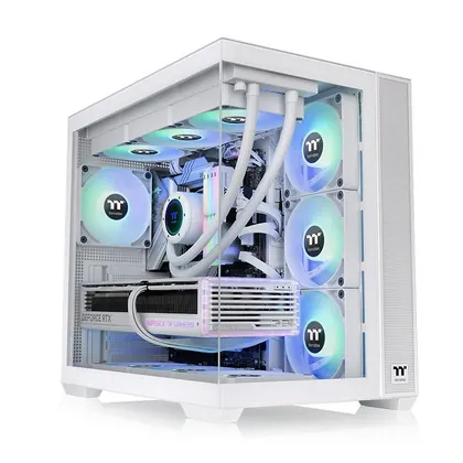 Gabinete Gamer Thermaltake View 380 TG, ARGB, MID-Tower, 4x120mm, Snow - CA-1Z2-00M6WN-00
