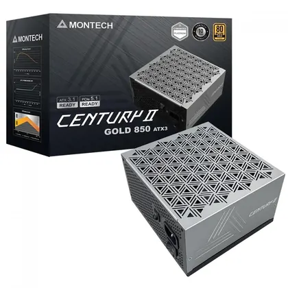 Fonte Montech Century II 850W 80 Plus Gold Cybenetics Platinum PCIe 5.1 PFC Ativo Full Modular Cinza