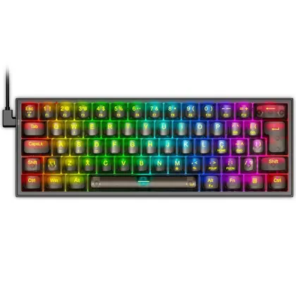 TECLADO MECANICO GAMER FIZZ RGB SWITCH CRYSTAL REDRAGON K617CTB-RGB CLEAR BLACK