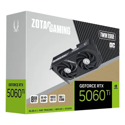Placa de Vídeo NVIDIA GeForce ZOTAC Gaming RTX5060TI 8GB Twin Edge OC GDDR7 128BITS ZT-B50610H-10M