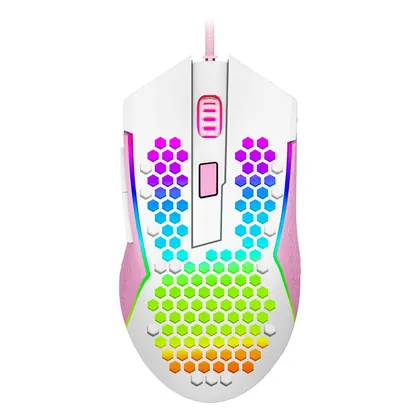 MOUSE GAMER REDRAGON REAPING ELITE RGB M987WP-P BRANCO COM ROSA