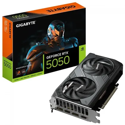 Placa de Vídeo Gigabyte NVIDIA GeForce RTX 5050 Windforce OC, 8GB, GDDR6, DLSS, Ray Tracing