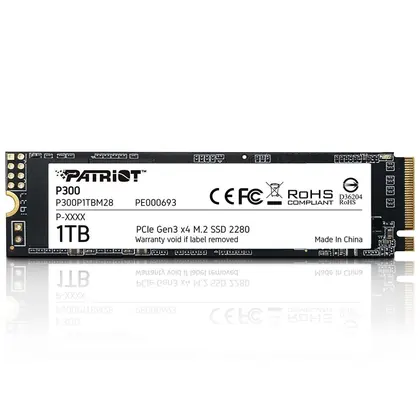 SSD Patriot P300, 1TB, M.2 NVMe 1.3, Leituras: 2100MB/s e Gravações: 1650MB/s - P300P1TBM28