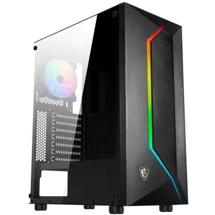 Gabinete Gamer MSI MAG Vampiric 100R, Mid Tower, Vidro Temperado, ATX, ARGB, Com 2 Fans, Preto