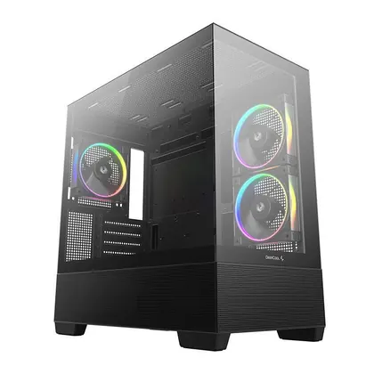 Gabinete Gamer Deepcool CG380, ARGB, Mini-Tower, Lateral de Vidro, Com 3 Fans, Preto, R-CG380-BKAGM3-G