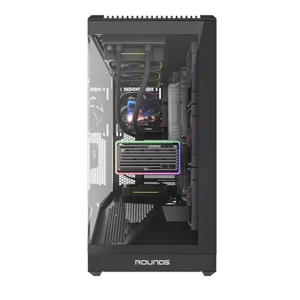 GABINETE GAMER ATX COM 4 FANS SEM FONTE ROUND5 ICEBOX BLACK R5-ICEBOX-B-2252