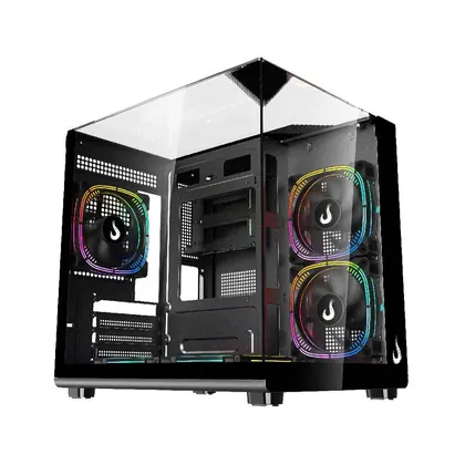 Gabinete Gamer Rise Mode Galaxy Full Glass X Mini Vidro Temperado USB 3.0 S/ Fan Preto - RM-CA-FGXN-B